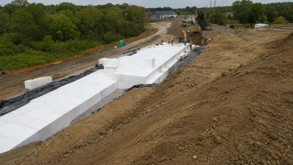 Geofoam Road Widening Installation