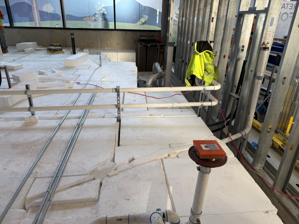 Installed geofoam blocks on a project site
