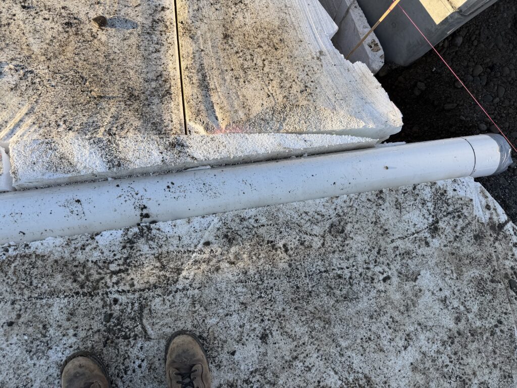 Geofoam materials arranged for installation at a jobsite